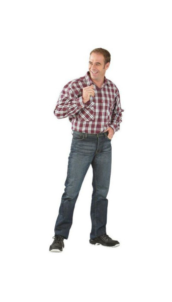 Planam Hemden Flanellhemd 2001 1/1 Arm, rot kariert, Größe 37/38, 0451037