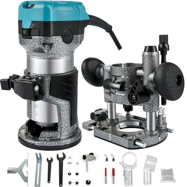VEVOR Einhand Oberfräse 710 W, Holzbearbeitungsfräse 3000U/min, Elektrik Kantenfräse 220V, 3 Spannzangen, Fräser 6/8mm, KCJGDJQR2220VZT75V2