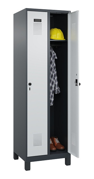 C+P Spind Evolo PLUS, mit Füßen, 2 Abteile, 1950x600x500mm, 7016/7035, Verschluss Drehriegel, Ablageböden 2, 049010-20 S10017