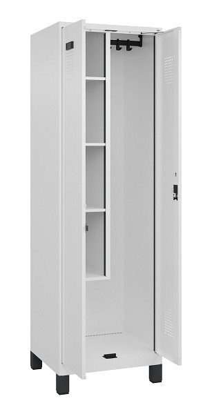 C+P Putzmittel-Spind Evolo PLUS, mit Füßen, 2 Abteile, 1950x600x500mm, 9016/901, Zylinderschloss, 049110-00 S10047