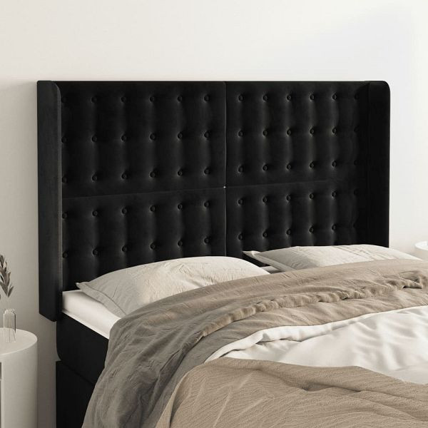vidaXL Kopfteil mit Ohren Schwarz 147x16x118/128 cm Samt, 3120064