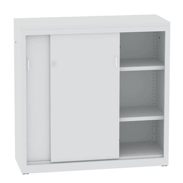 Eurobox Schiebetürenschrank, 3 Reihen von Ordnern / 2x2 Fachböden, 1.040 x 1.400 x 435 mm, 0650-140202