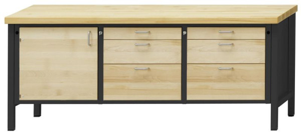 ANKE Werkbänke Kastenwerkbank, Modell 125 VH, 2000 x 700 x 890 mm, RAL 7016/Buche, BMP 40 mm, 310.221