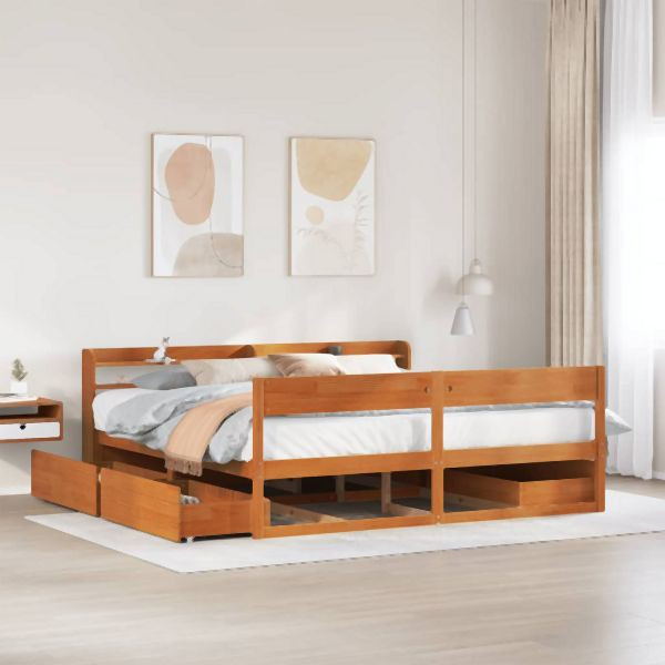 vidaXL Massivholzbett ohne Matratze Wachsbraun 200x200 Kiefernholz, 3307112