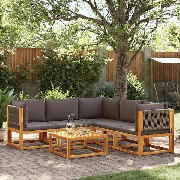 vidaXL 6-tlg. Garten-Sofagarnitur mit Kissen Massivholz Akazie, 3278828