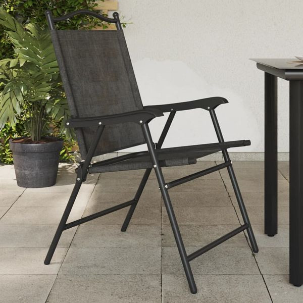 vidaXL Klappbare Gartenstühle 4 Stück Graumeliert Stahl und Textilene, 3157287