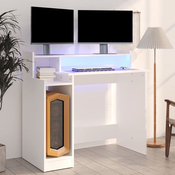 vidaXL Schreibtisch mit LEDs Weiß 97x45x90 cm Holzwerkstoff, 805552