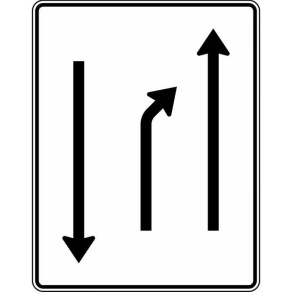 Stein HGS Einengungstafel mit Gegenverkehr, Einzug links, 1 Fahrstreifen in Gegenrichtung Nr. 532-20, RA2/Alform, ohne Entfernungsangabe, 1600x1250mm, 532-20-122