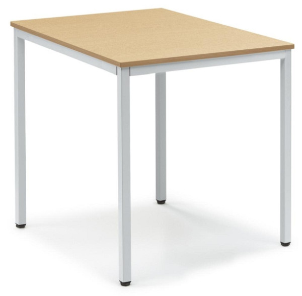 Deskin Besprechungstisch BASE-MODUL, Platte Buchedekor, Gestell Alusilber RAL 9006, B 800 x T 700 x H 720 mm, 283482