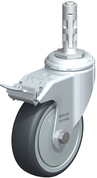 Blickle LKRA-TPA 101K-11-FI-FK-E11 Apparate-Lenkrolle mit Expander & Feststeller, Thermoplastisches Gummi-Elastomer, Grau, 743630