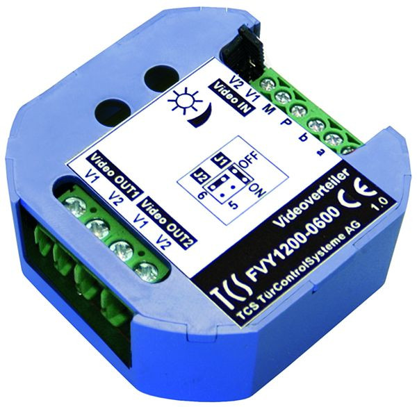 TCS Video Verteiler zum Aufsplitten von Videosträngen, Einbau in Unterputzdose, 2-fach, FVY1200-0600