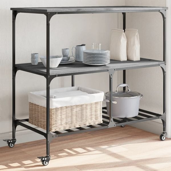 vidaXL Küchenwagen Grau Sonoma 100x50x95 cm Holzwerkstoff, 842309