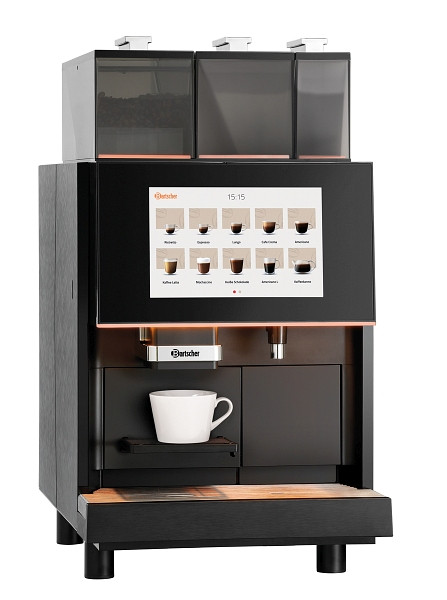 Bartscher Kaffeevollautomat KV2 Topping, Display-Anzeige: Fehlermeldungen, Lautstärke, Programme, Status, Wartungsinfo, Größe: 10,1 Zoll, 190097