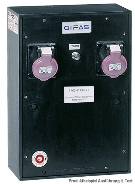 GIFAS Sicherheitstransformator Vollgummi-Verteiler Typ 3800, 230/42V, 500VA, 2x CEE 16A/42V, 262251