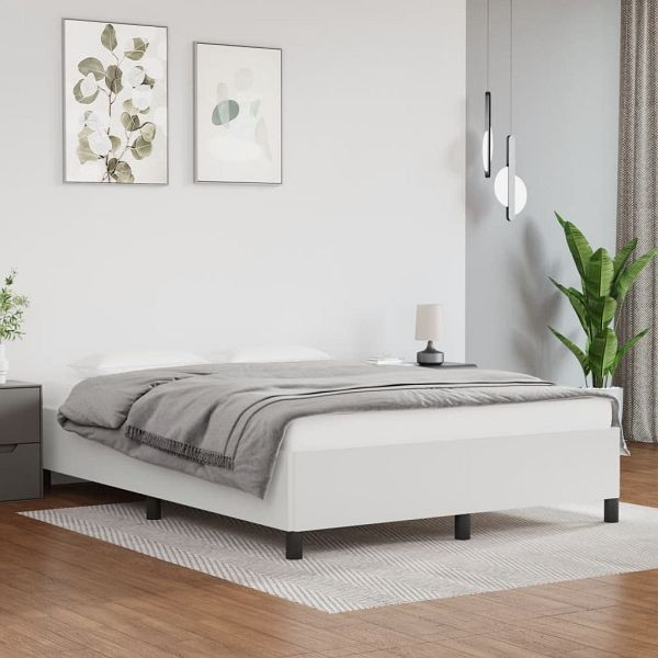vidaXL Bettgestell Weiß 140x190 cm Kunstleder, 347246, 8720287172956