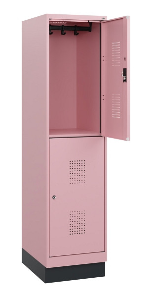 C+P Doppelstöckiger Spind Evolo PLUS, Sockel, 2 Fächer, 1630x400x500mm, 3015/301, Zylinderschloss, 0493205-12 S10071