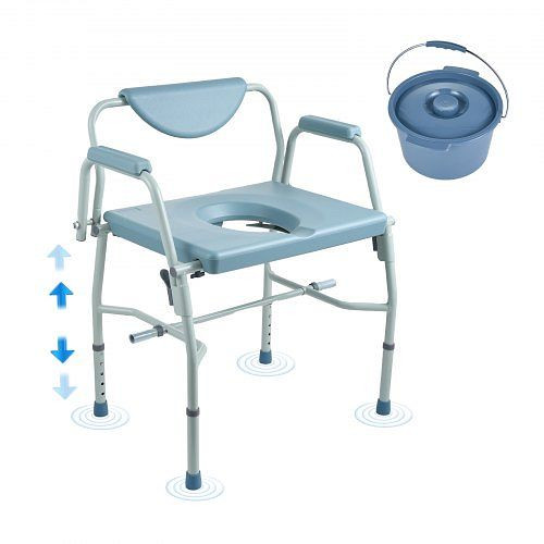VEVOR Toilettenstuhl mit Herunterklappbaren Armen und Abnehmbarer Rückenlehne, 5-stufig Höhenverstellbar 50-62 cm, 453,6 kg Kapazität, WLKBSGYZD1009SMAXV0
