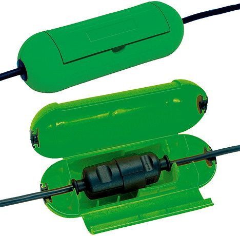 Brennenstuhl Safe-Box / Schutzbox für Verlängerungskabel (Schutzkapsel für Kabel, für die Verwendung im Innenbereich) grün, VE: 10 Stück, 1160400