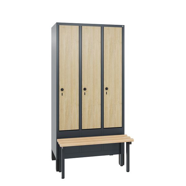 C+P Spind Evolo, 3 Abteile, H1850xB900xT815 mm, Anthrazit/HPL Eiche, 48030-30 S10425