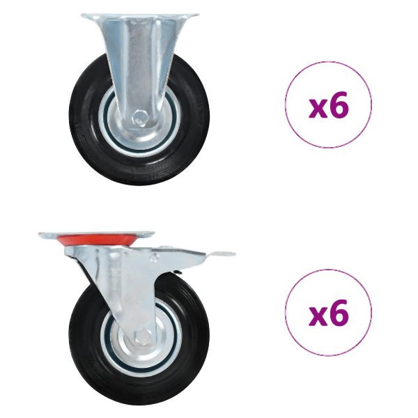 vidaXL 12 Stk. Rollen 125 mm, für kleine Vorrichtungen, 278047