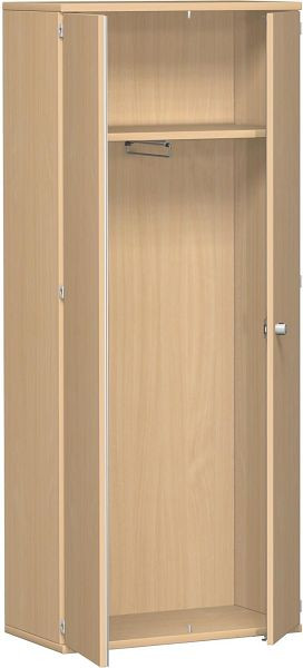 geramöbel Garderobenschrank mit ausziehbarem Garderobenhalter, 1 Dekor-Einlegeboden, abschließbar, 800x425x1920, Buche/Buche, N-10AG508-BB