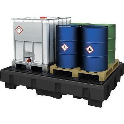asecos IBC/KTC Station, aus Polyethylen, unterfahrbar, mit verzinkter Stellfläche, 24160