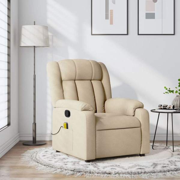 vidaXL Massage-Relaxsessel, cremefarbener Stoff, 3206256