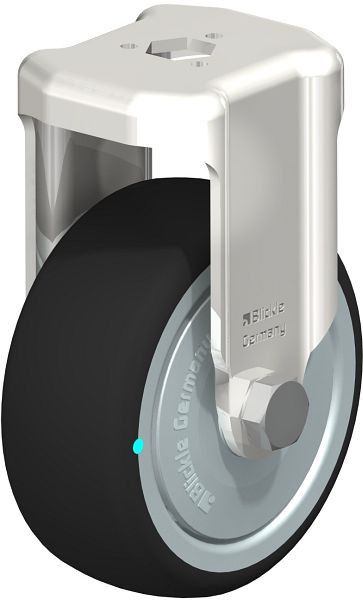 Blickle BKRXA-PATH 80KD-FK Edelstahl-Apparate-Bockrolle mit Rückenloch, Thermoplastisches Polyurethan, Grau, 760739