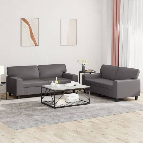 vidaXL 2-tlg. Sofagarnitur Grau Kunstleder, Top-Qualität, 3201916
