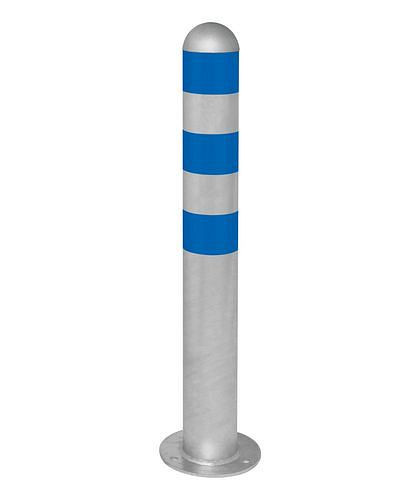 DENIOS Ladesäulen Rammschutz-Poller aus Stahl, H 800 mm, Ringe blau, zum Aufdübeln, 280369