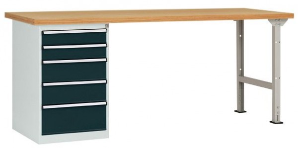 Manuflex Werkbanksystem COMBI Modell 3 mit Multiplexplatte, BxTxH = 2000 x 700 x 840 mm, Anthrazit, WC5102.7016