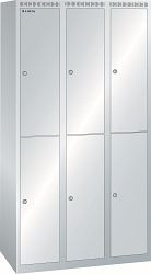 LISTA Garderobenschrank (BxTxH) 900x500x1700mm 3x2 Fächer, glatte Tür, Farbe: Lichtgrau, Zylinderschloss, 94.471.020