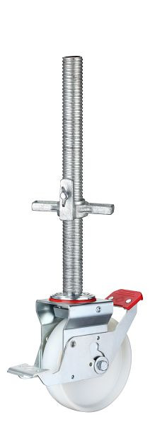 Schake Lenkrolle mit Wipp-Feststeller, Polyamidrad, Gleitlager, Gewindespindel 38x600 mm, 5R116-6