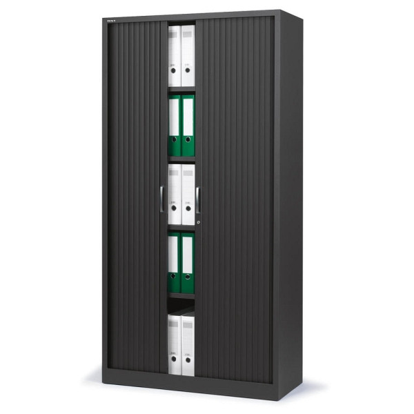 Deskin Rollladenschrank BASE L, Stahl, Anthrazit RAL 7021, B 1000 x H 1950 x T 420 mm, 247733