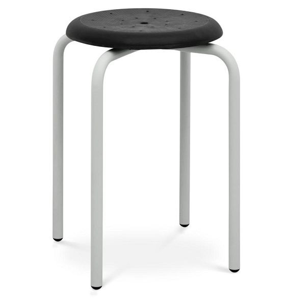 Deskin Hocker A-TEC 65 ALU, Sitzfläche PU schwarz, 4-Fuß Gestell lichtgrau, 352163