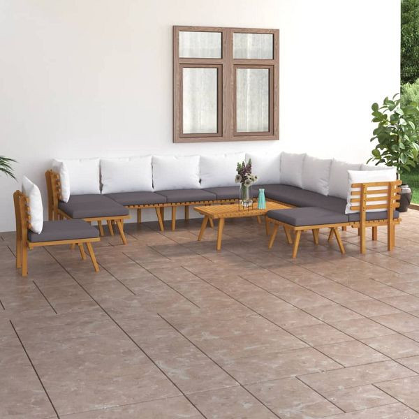 vidaXL 12-teilig Garten-Lounge-Set mit Kissen Massivholz Akazie, 3087020