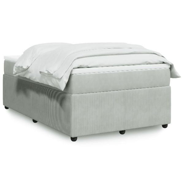 vidaXL Boxspringbett mit Matratze Hellgrau 120x200 cm Samt, 3285632