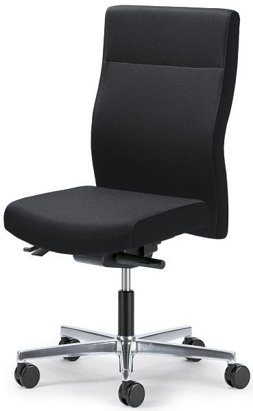 Deskin Bürodrehstuhl D001 ohne Armlehnen, Fußkreuz Aluminium poliert, Bezug Stoff Delta1 Plus, Farbe schwarz, 289511