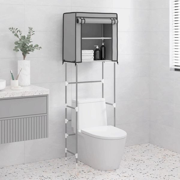vidaXL Toilettenregal 2 Ablagen Grau 56x30x170 cm Eisen, 343141