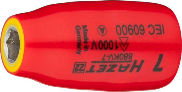 Hazet Steckschlüsseleinsatz, Sechskant, Vierkant hohl 10 mm (3/8 Zoll), 7 mm, Kurze Ausführung, 880KV-7