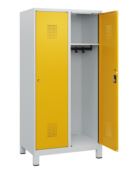 C+P Spind Evolo PLUS, Füße, 2 Abteile, 1630x800x500mm, 7035/1004, Zylinderschloss, 0490105-22 S10019