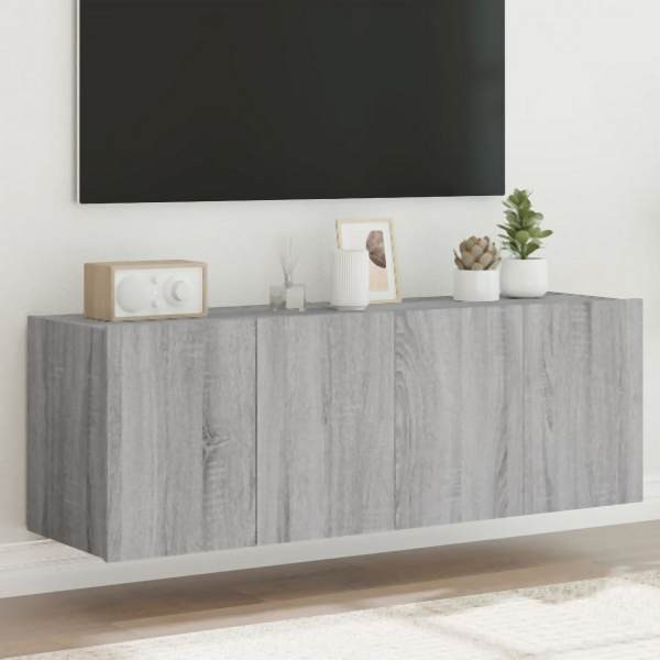 vidaXL TV-Wandschränke mit LED-Leuchten 2 Stück Grau Sonoma 60x35x41 cm, 837313