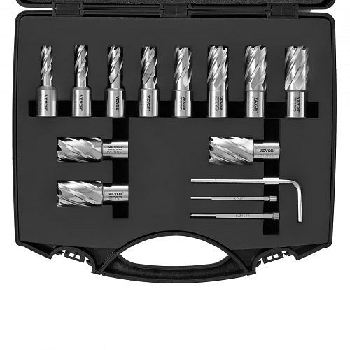 Magnetic Drill Cutter Set VEVOR 13-Piece Annular Cutter Set (Weldon Shank) - 7/16" To 1-1/16", 1" Depth, For Magnetic Drill Press VEVOR Mag Drill Bits