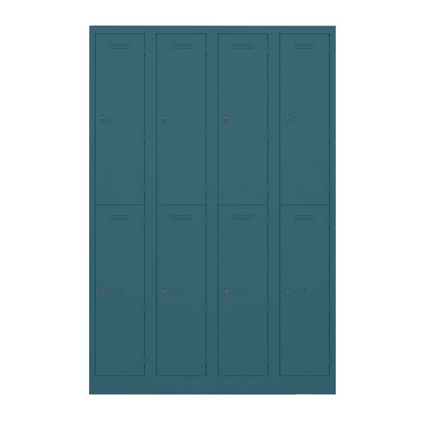 Bisley Garderobenschrank Primary Locker, 4 Abteile, je 2 Fächer, 653 ozeanblau, PL3050Q2653