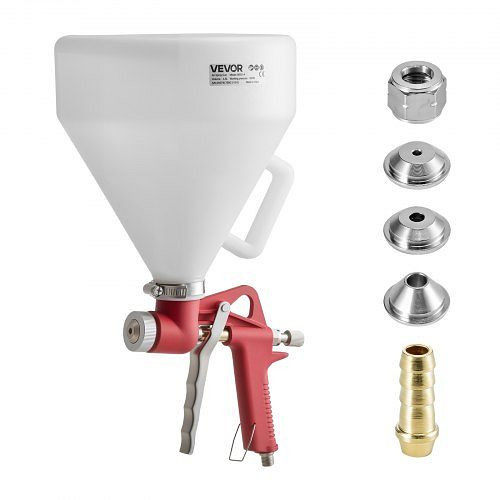 VEVOR 4,5 L Lackierpistole, Farbsprüh-Set mit 3 Düsen (3,5/6/8 mm) für Popcorn-, Knockdown- und Orangenhaut-Texturen, QDPQWLPQDZSPFYDBC001V0