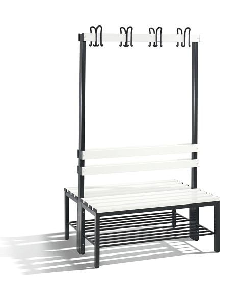 C+P Garderobenbank doppelseitig Basic, H1650xB1000xT750mm, Reinweiß, 8050-210 S10038