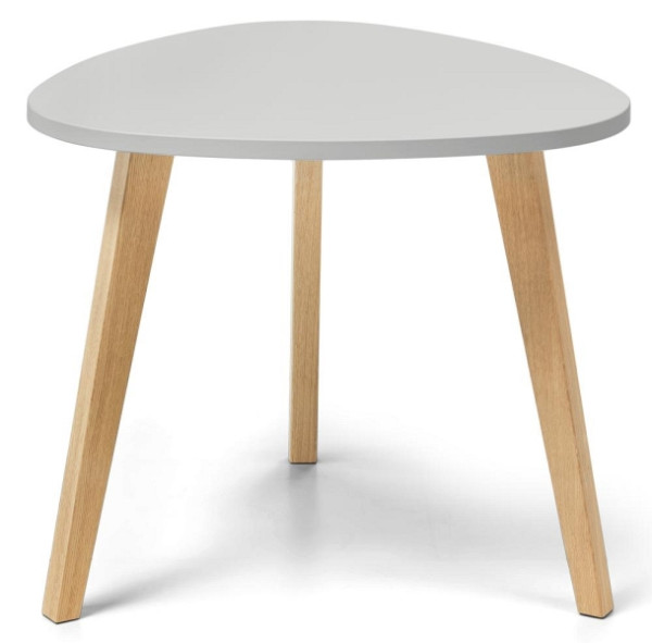 Deskin Beistelltisch OAK, Dekor lichtgrau, Beine Eiche massiv, Freiform 850 x H 630 mm, 293283