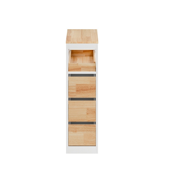 SoBuy Weißer Aufbewahrungsschrank mit 4 Schubladen, Praktischer Rollschrank, Stilvoller MDF-Schrank, 65×23×82 cm, Tragkraft 40 kg, BZR54-III-WN