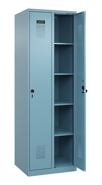 C+P Wäsche-Spind Evolo PLUS, 2 Abteile, 1850x600x500mm, 0010/0010, Verschluss Drehriegel, Ablageböden 8, 049000-20B S10021