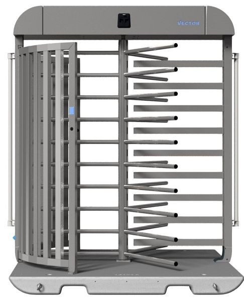 SCHAKE-VECTOR Drehkreuz V-Turnstile, rein mechanisch, verzinkt, mit Bauzaunmodul, VPDR21VMB0203